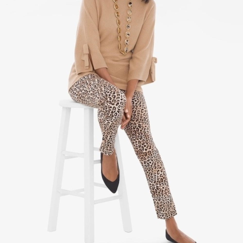 Chico's Beige and Cream Textured Leopard Pants